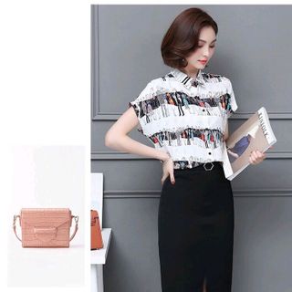 SÉT ÁO HOẠT TIẾT NGƯỜI CHÂN VÁY BÚT CHÌ