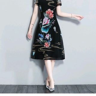 ĐẦM VOAN SUÔNG HỌA TIẾT HOA SÔNG NƯỚC