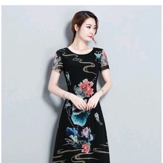 ĐẦM VOAN SUÔNG HỌA TIẾT HOA SÔNG NƯỚC