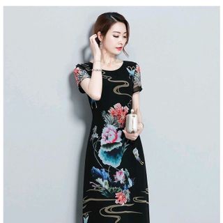ĐẦM VOAN SUÔNG HỌA TIẾT HOA SÔNG NƯỚC