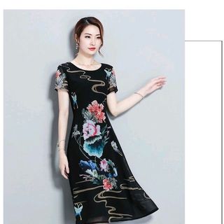 ĐẦM VOAN SUÔNG HỌA TIẾT HOA SÔNG NƯỚC