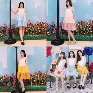 ĐẦM SUÔNG HAI DÂY PHỐI MÀU QC