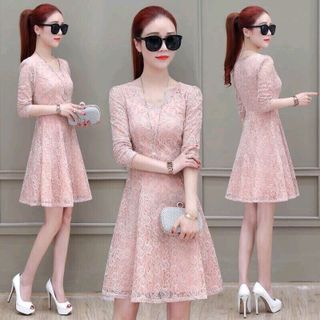 ĐẦM XOÈ REN CỔ V