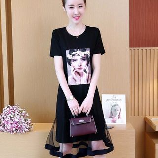 ĐẦM THUN IN HỌA TIẾT CÔ GÁI LAI