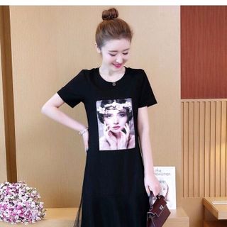 ĐẦM THUN IN HỌA TIẾT CÔ GÁI LAI