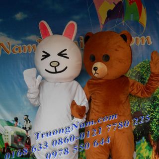 Mascot Gấu Brown và Thỏ Cony