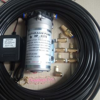 Mô tả sản phẩm Combo bơm phun sương 24v kèm adapter 6 bec phun sương 15m dây 1 trõ lọc