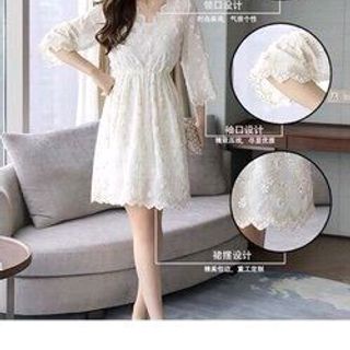 ĐẦM SUÔNG THÊU HOA ĐÀO NỔI