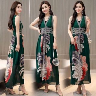 ĐẦM MAXI PHỐI VIỀN HOẠ TIẾT 3D