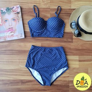 ikini chấm bi xanh chuyên sỉ bikini