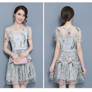 ĐẦM VOAN XÒE THÊU HOA – TTMS884