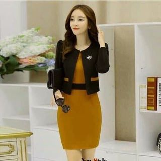 Đầm công sở dự tiệc kèm áo khoác