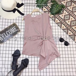Áo lụa lệch tà đính ngọc