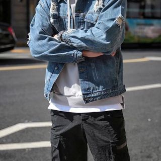 khoác jean phối zip