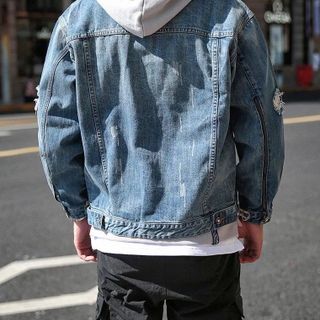 khoác jean phối zip