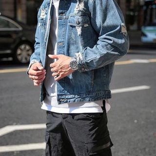 khoác jean phối zip