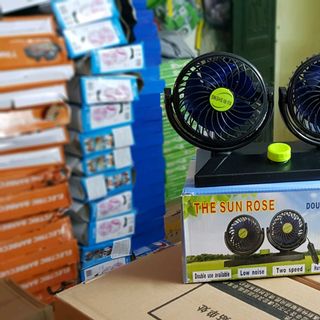 Quạt mini đôi oto 12V