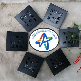 Ổ cắm đa năng 86 có 2 cổng USB - màu đen