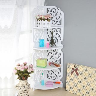 Kệ Góc 4 Tầng Hoa Văn Gỗ