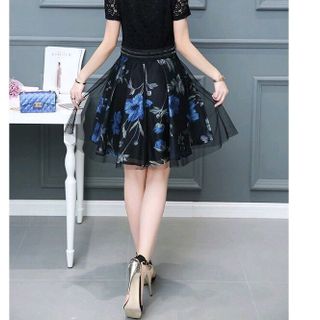ĐẦM XÒE HOA PHỐI REN EO ĐÍNH NƠ