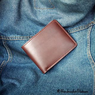 Ví da nam handmade ngang khung hình mộc JiVi