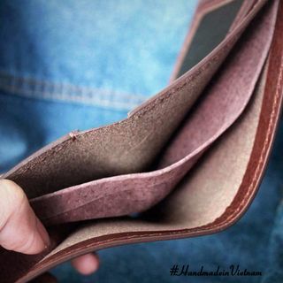Ví da nam handmade ngang ngăn đối xứng mộc JiVi