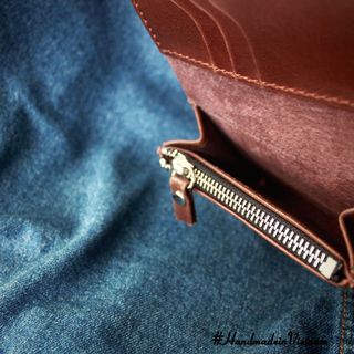 Ví da nữ handmade dạng hộp dây kéo JiVi
