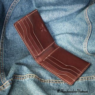 Ví da nam handmade kẹp tiền 01 ngăn JiVi