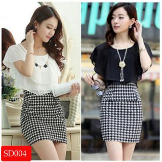SD004 Đầm phối hoa văn