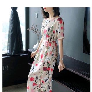ĐẦM SUÔNG HOA CỘT EO