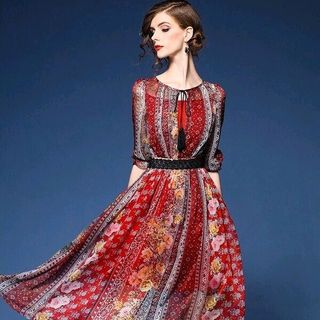 Đầm voan lụa eo phối ren