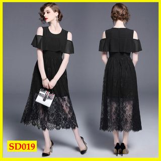 ĐẦM MAXI TAY BÈO KHOÉT VAI XINH XẮN - SD019