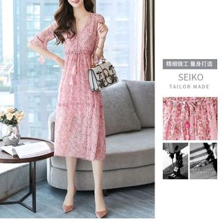 ĐẦM XÒE VOAN LỤA NHÚN EO TAY LOE IN HOA NHÍ ĐẦM  DÂY