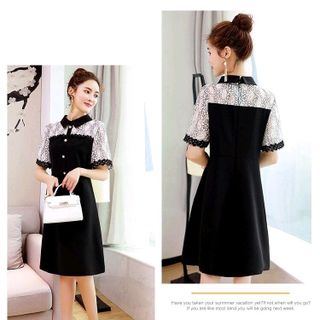 ĐẦM SUÔNG CỔ SƠ MI PHỐI REN