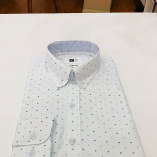 Áo sơ mi nam hoạ tiết chấm xanh