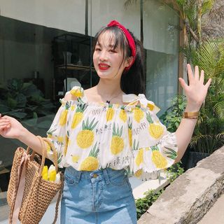 ÁO TRỄ VAI HỌA TIẾT DỨA