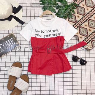 Áo peplum phối thun