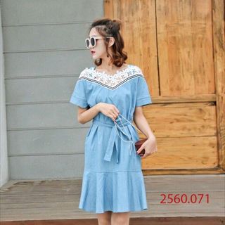 ĐẦM JEAN FORM RỘNG REN HOA