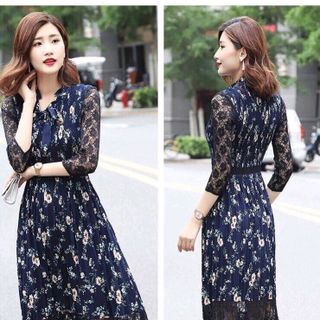 ĐẦM XOÈ HOA TAY REN