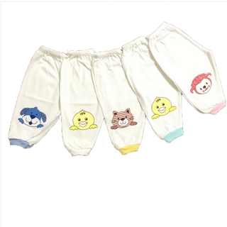 Quần sơ sinh dài bo gấu màu trắng Baby Leo