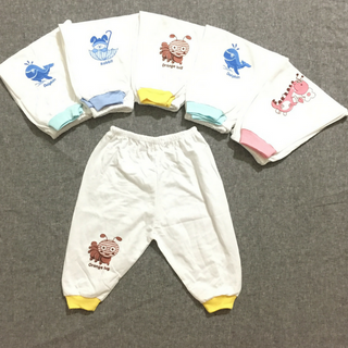 Quần sơ sinh dài bo gấu màu trắng Baby Leo