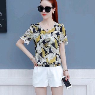 ÁO HỌA TIẾT HOA CỎ- A543