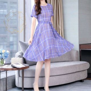 ĐẦM XOÈ CARO CỘT EO DUYÊN DÁNG
