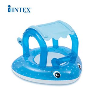 Phao bơi hình cá đuối có mái che xỏ chân cho bé
