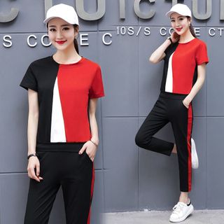 Set Bộ Dài Đỏ Phối Màu