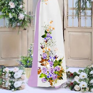 Mẫu Áo Dài 3D-0012018 - Họa Tiết Hoa Mới - Lụa Nhật Tằm Ý Tơ Gân
