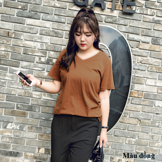 Áo thun trơn cổ tim big size