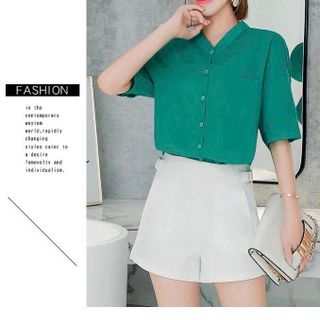 ÁO SƠ MI KHOÉT TAM GIÁC SAU CỔ - DT608