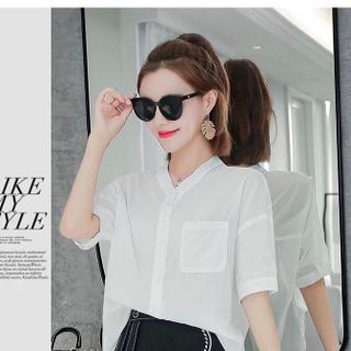 ÁO SƠ MI KHOÉT TAM GIÁC SAU CỔ - DT608