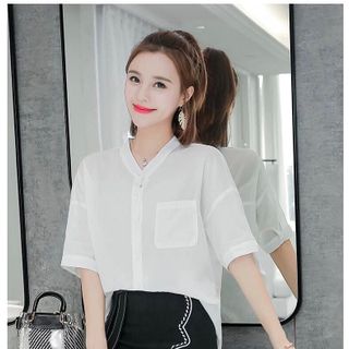 ÁO SƠ MI KHOÉT TAM GIÁC SAU CỔ - DT608